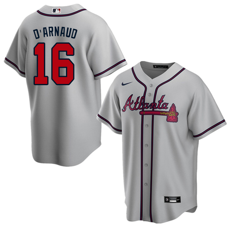 Nike Men #16 Travis d'Arnaud Atlanta Braves Baseball Jerseys Sale-Gray